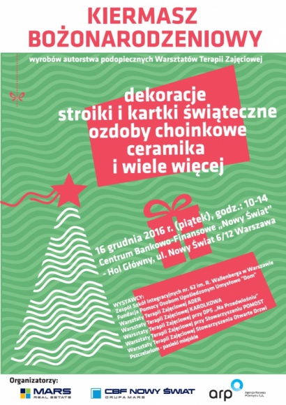 Kiermasz świąteczny w CBF „Nowy Świat”! BIZNES, Kultura - W piątek, 16 grudnia br., w kompleksie Centrum Bankowo-Finansowego „Nowy Świat” odbędzie się Kiermasz Świąteczny.