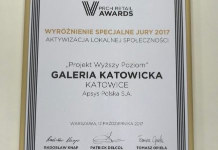 GALERIA KATOWICKA Z WYRÓŻNIENIEM SPECJALNYM NA 8. GALI PRCH RETAIL AWARDS